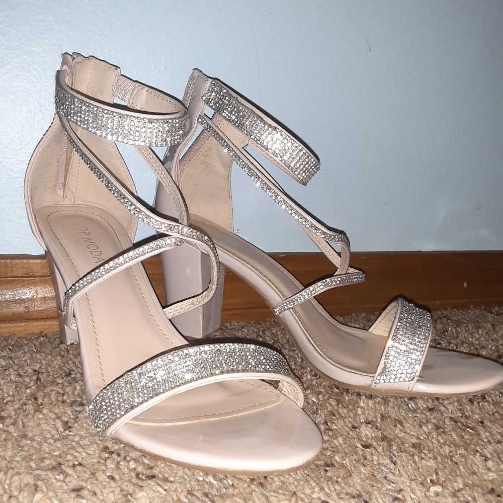 Rhinestone sandal heel